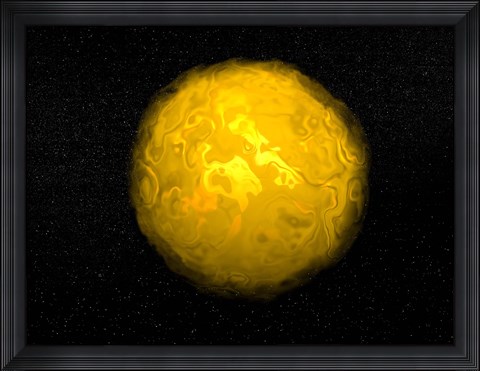 Framed Bright sun shining in the universe with starry background Print