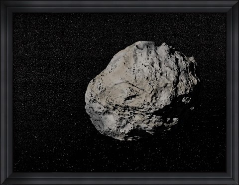 Framed Large grey meteorite in the universe full of stars Print