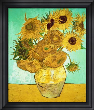 Framed Sunflowers, 1888 Print