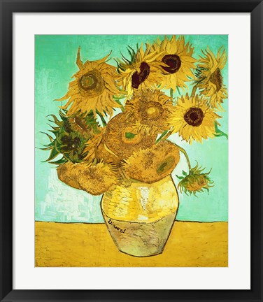 Framed Sunflowers, 1888 Print