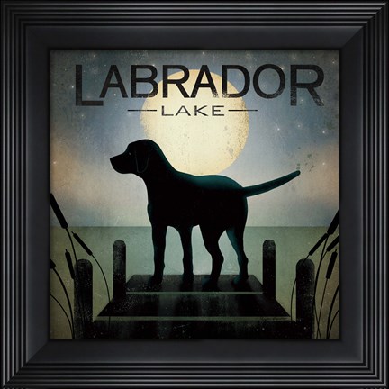 Framed Moonrise Black Dog Print