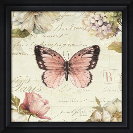 Framed Marche de Fleurs Butterfly I Print