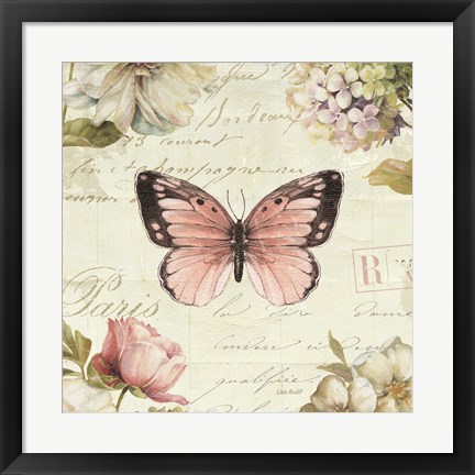 Framed Marche de Fleurs Butterfly I Print