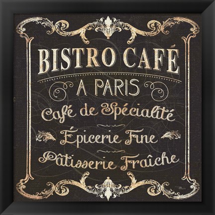 Framed Parisian Signs Square II no Border Print