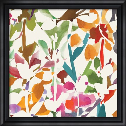 Framed Pink Garden Square II White Print