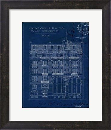 Framed Quai Henri Blueprint I Print