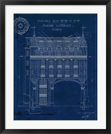 Framed Quai Henri Blueprint II Print