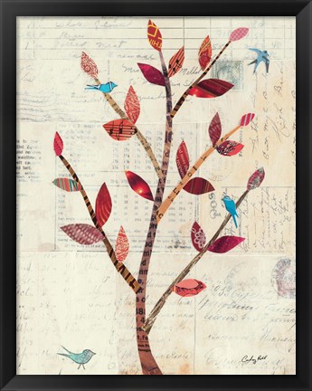 Framed Red Leaf Tree no Border Print