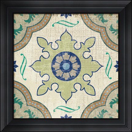 Framed Santorini Tile I Print