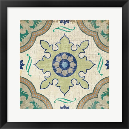 Framed Santorini Tile I Print