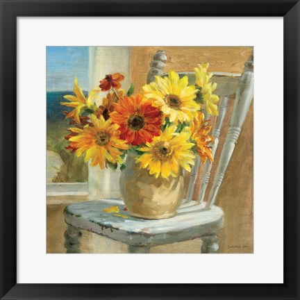 Framed Sunflowers by the Sea Crop Print