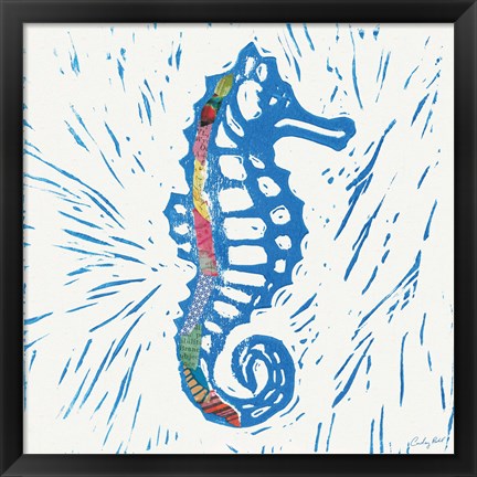 Framed Sea Creature Sea Horse Color Print