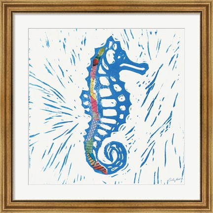 Framed Sea Creature Sea Horse Color Print