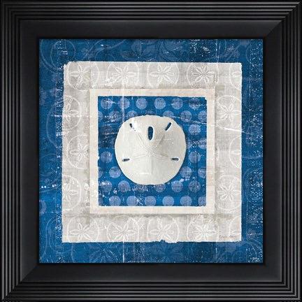 Framed Sea Shell I on Blue Print