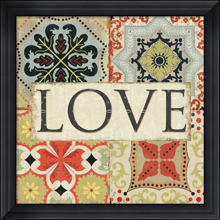 Framed Spice Santorini I - Love Print