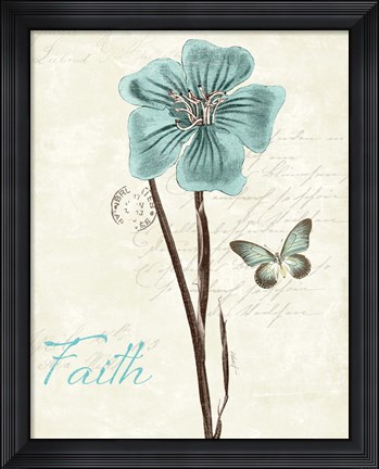 Framed Slated Blue III Faith Print