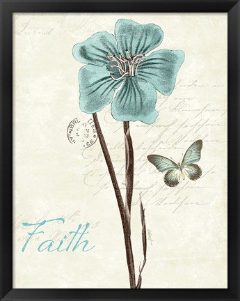 Framed Slated Blue III Faith Print