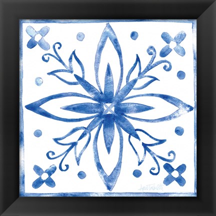 Framed Tile Stencil I Blue Print