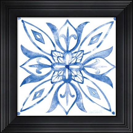 Framed Tile Stencil II Blue Print