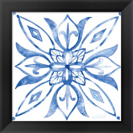 Framed Tile Stencil II Blue Print