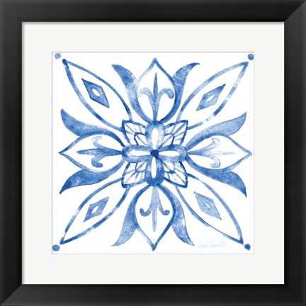 Framed Tile Stencil II Blue Print