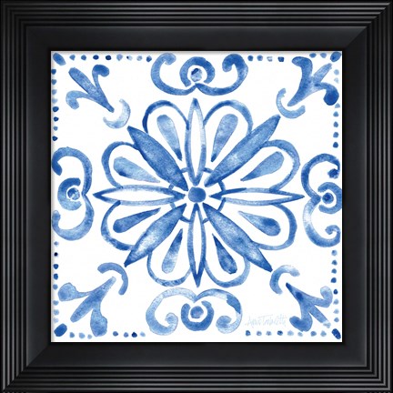 Framed Tile Stencil IV Blue Print