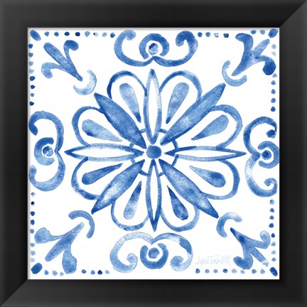 Framed Tile Stencil IV Blue Print
