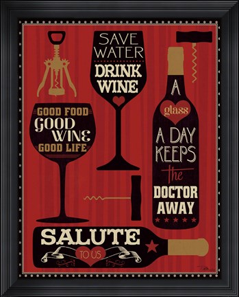Framed Wine Words II Print
