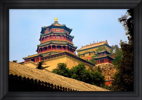 Framed Tower in The Pavilion of Buddhist Fragrance, Beijing, China Print