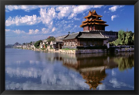 Framed China, Beijing, Tower and moat guard, Forbidden City Print