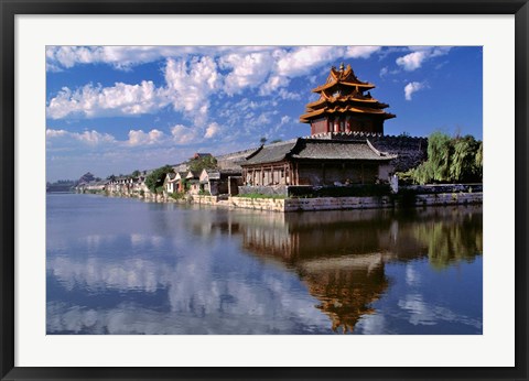 Framed China, Beijing, Tower and moat guard, Forbidden City Print