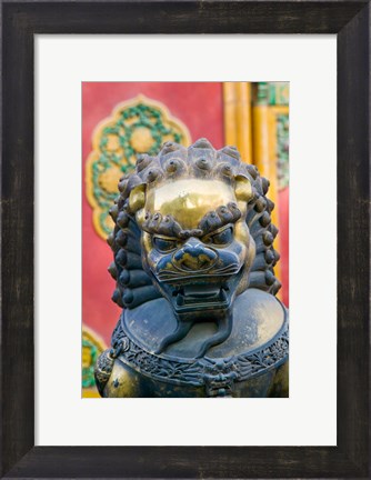Framed Bronze Lion, The Forbidden City, Beijing, China Print