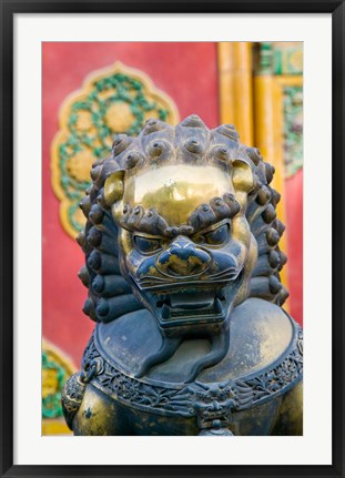 Framed Bronze Lion, The Forbidden City, Beijing, China Print