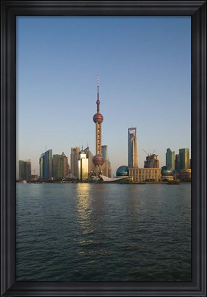 Framed CHINA, Shanghai, Pudong city skyline Print