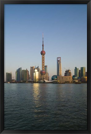 Framed CHINA, Shanghai, Pudong city skyline Print