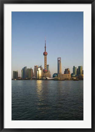 Framed CHINA, Shanghai, Pudong city skyline Print