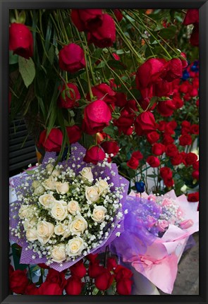 Framed Flower Market, Chongqing City, Chongqing Province, China Print