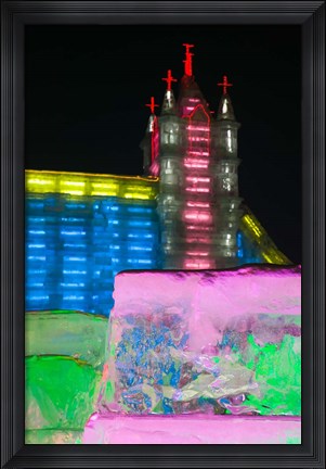 Framed Close up of Snow Sculpture, Ice and Snow World Festival, China Print