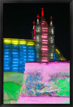 Framed Close up of Snow Sculpture, Ice and Snow World Festival, China Print