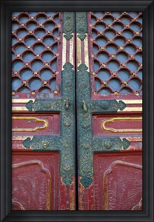 Framed Hall of Supreme Harmony-door detail, The Forbidden City, Beijing, China Print