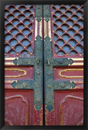 Framed Hall of Supreme Harmony-door detail, The Forbidden City, Beijing, China Print