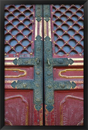 Framed Hall of Supreme Harmony-door detail, The Forbidden City, Beijing, China Print