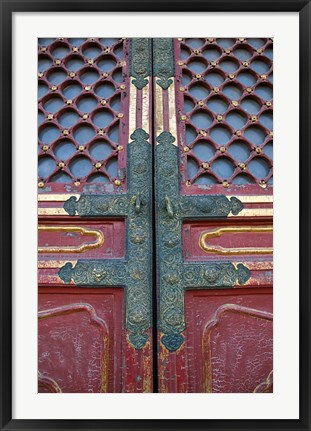 Framed Hall of Supreme Harmony-door detail, The Forbidden City, Beijing, China Print