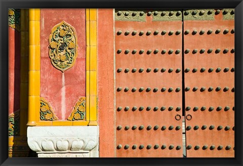 Framed Inner Courtyard doors, The Forbidden City, Beijing, China Print