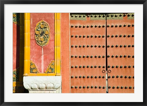 Framed Inner Courtyard doors, The Forbidden City, Beijing, China Print