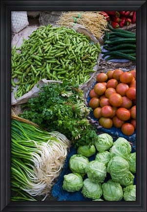 Framed Produce at Xizhou town market, Yunnan Province, China Print