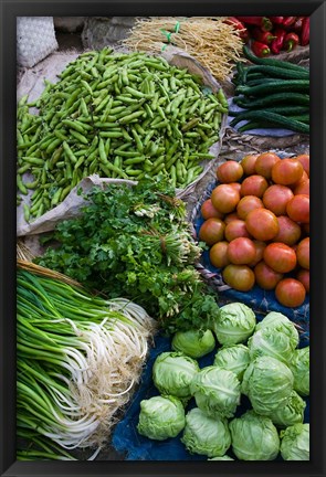 Framed Produce at Xizhou town market, Yunnan Province, China Print