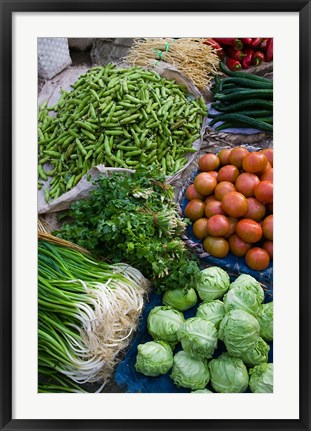 Framed Produce at Xizhou town market, Yunnan Province, China Print