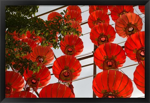 Framed Red Lanterns on Boai Lu, Dali, Yunnan Province, China Print