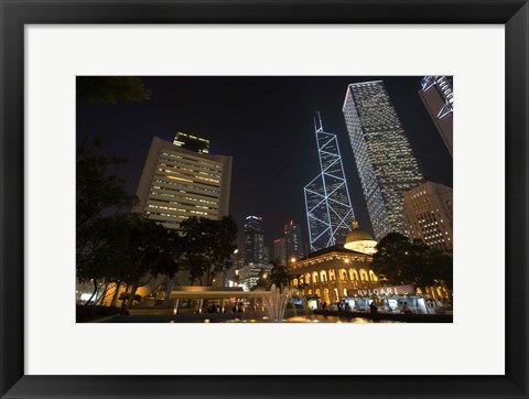 Framed City Skyline, Statue Square, Hong Kong, China Print